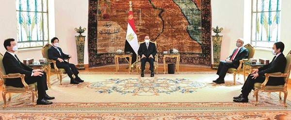 الرئيس عبدالفتاح السيسي مستقبلا رئيس الجمعية الوطنية في كوريا الجنوبية