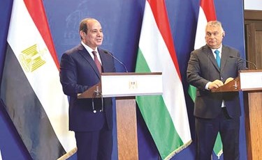 الرئيس عبدالفتاح السيسي خلال المؤتمر الصحافي مع رئيس وزراء المجر فيكتور أوربان