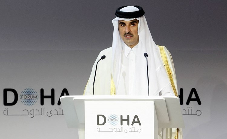أمير قطر صاحب السمو الشيخ تميم بن حمد آل ثاني مفتتحا أعمال النسخة الـ20 من منتدى الدوحة	(أ.ف.پ)