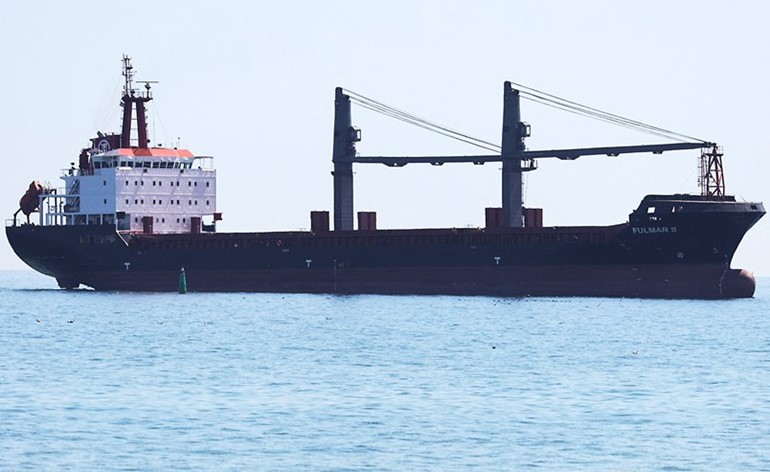 السفينة فولمار المسجلة في باربادوس أول سفينة تصل ميناء تشورنومورسك الأوكراني	(أ.ف.پ)