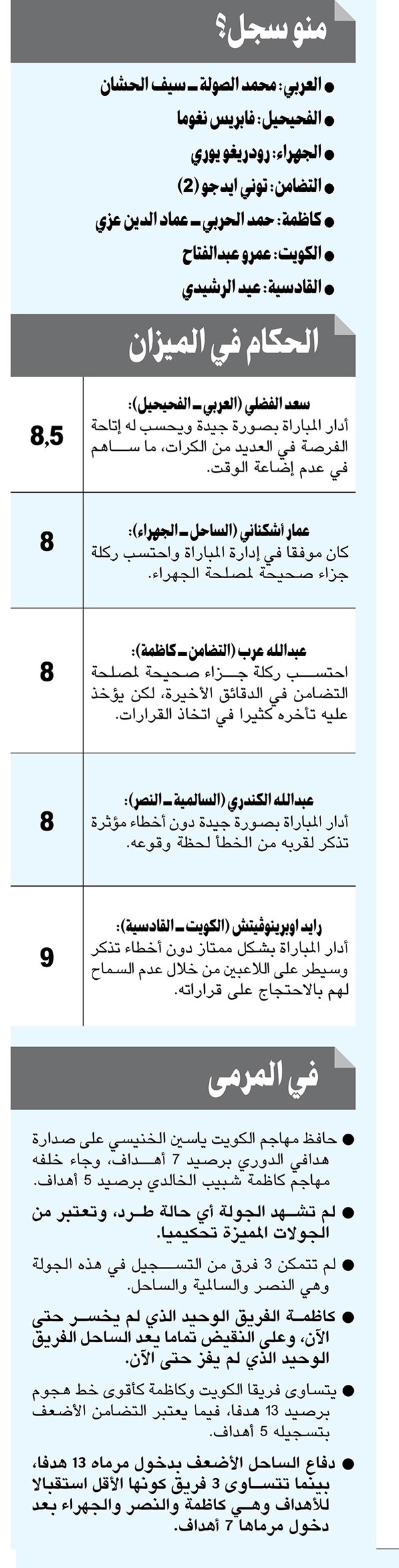 الجولـة السابعة: العربي عاد إلى الواجهة