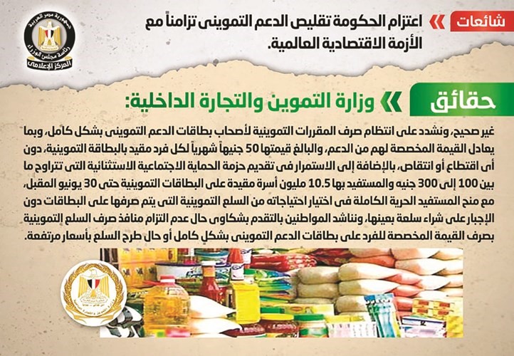 الحكومة تنفي اعتزامها تقليص الدعم التمويني
