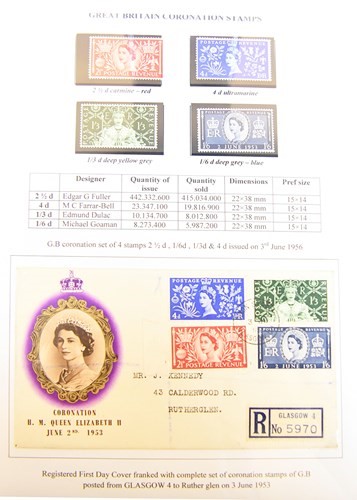 مجموعة من الطوابع التي صدرت بمناسبة تتويج الملكة اليزابيث