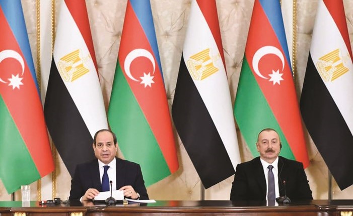 الرئيس عبدالفتاح السيسي ونظيره الأذري إلهام علييف خلال اجتماعهما أمس
