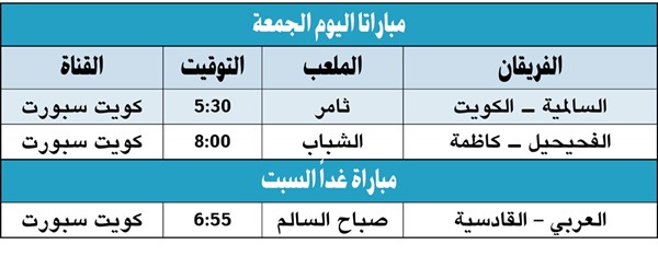 العربي والقادسية.. «ديربي الجماهير» غداً
