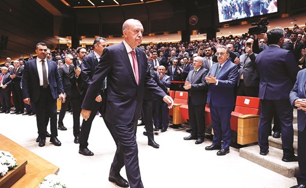 الرئيس التركي رجب طيب اردوغان لدى حضوره الاجتماع العام السنوي لاتحاد غرف التجارة وتبادل السلع	(أ.ف.پ)