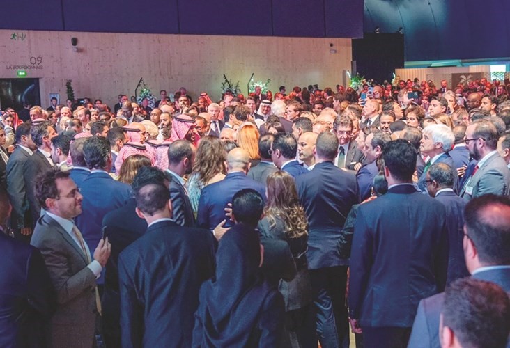 جانب من الحضور الكثيف خلال حفل استقبال ترشح السعودية لتنظيم إكسبو