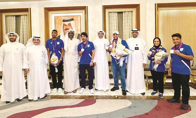 جانب من استقبال الأبطال اليوحة والرشيدي والمضف والفيحان