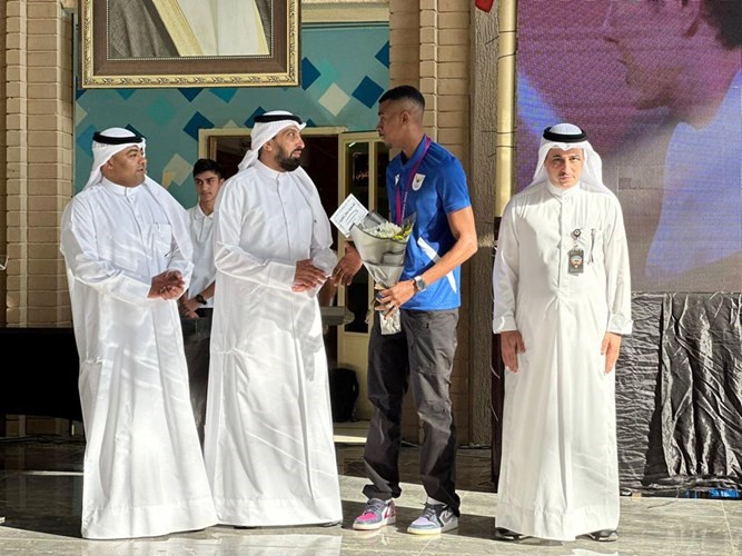 تكريم أبطال آسيا والكويت الفائزين بدورة الألعاب الأولمبية الآسيوية بثانوية الشجاع بن الأسلم