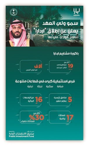 ولي العهد السعودي يطلق شركة «اردارا».. وتطوير «وادي أبها» باكورة المشاريع