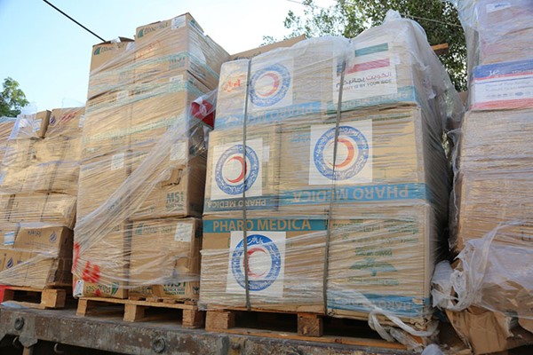 وصول الدفعة الثانية من مساعدات الهلال الأحمر الكويتي إلى قطاع غزة