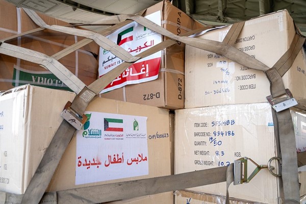 جانب من المساعدات الإنسانية الكويتية لغزة