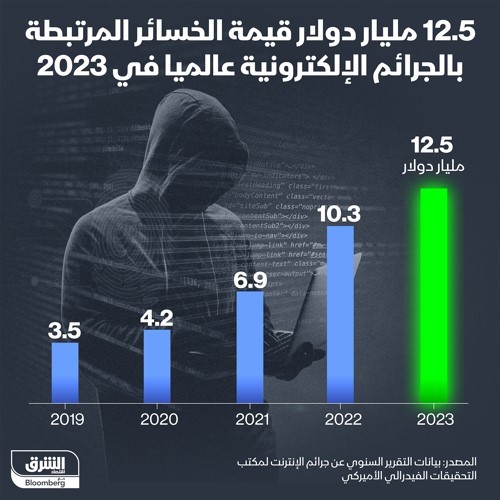 12.5 مليار دولار خسائر العالم من الجرائم الإلكترونية في 2023