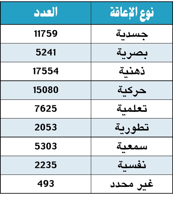 67343 حالة تستفيد من خدمات هيئة ذوي الإعاقة