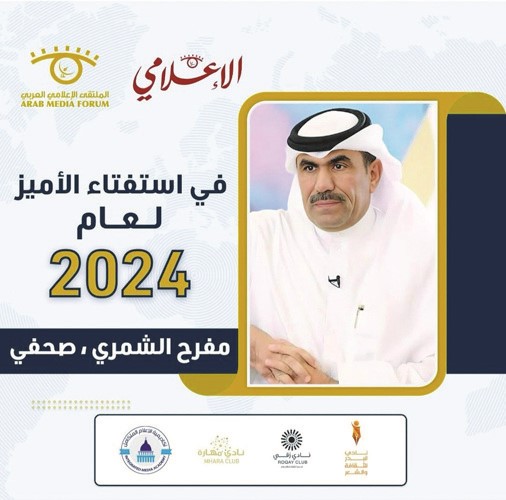 الزميل مفرح الشمري ضمن قائمة «الأميز» لعام 2024 بمشاركة 9000 مشارك
