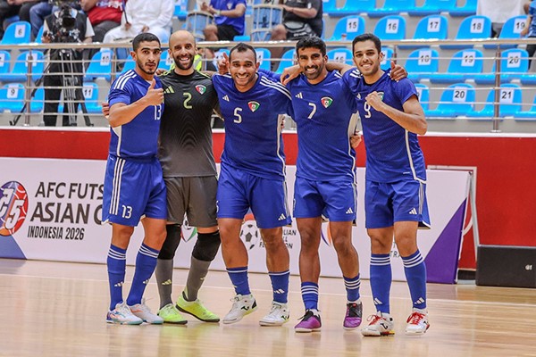  فرحة لاعبي منتخبنا الوطني للصالات بالفوز على منغوليا