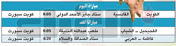 الكويت والقادسية وجهاً لوجه اليوم