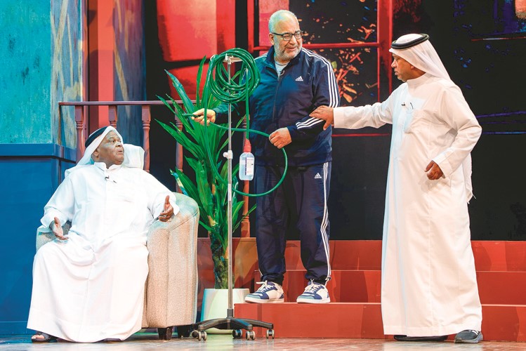 أحمد العونان وبيومي فؤاد وسعد بخيت في مشهد من مسرحية النداء الأخير