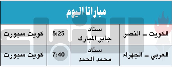 الكويت لعبور النصر.. والعربي يلتقي الجهراء