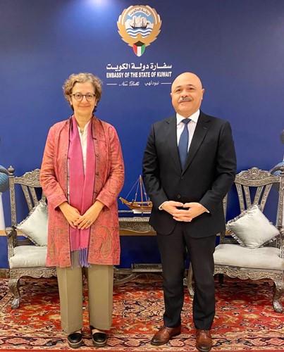 سفيرنا لدى الهند مشعل الشمالي يلتقي رئيس بعثة مفوضية شؤون اللاجئين في الهند وجزر المالديف ايريتي سياني