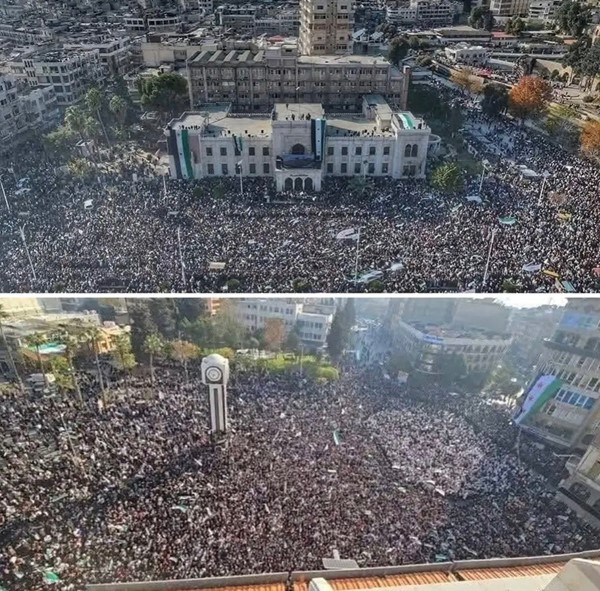 مسيرات حاشدة في سورية احتفالا بذكرى معركة ردع العنوان