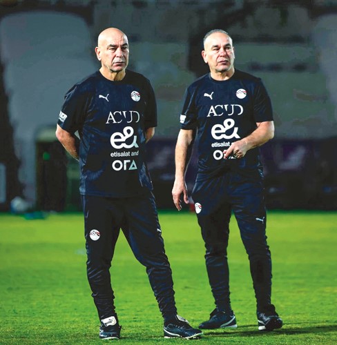 حسام وإبراهيم حسن خلال تدريب سابق لمنتخب مصر