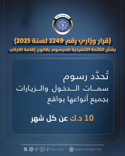 بدء تطبيق اللائحة التنفيذية لقانون إقامة الأجانب اعتباراً من اليوم
