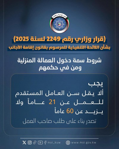 بدء تطبيق اللائحة التنفيذية لقانون إقامة الأجانب اعتباراً من اليوم