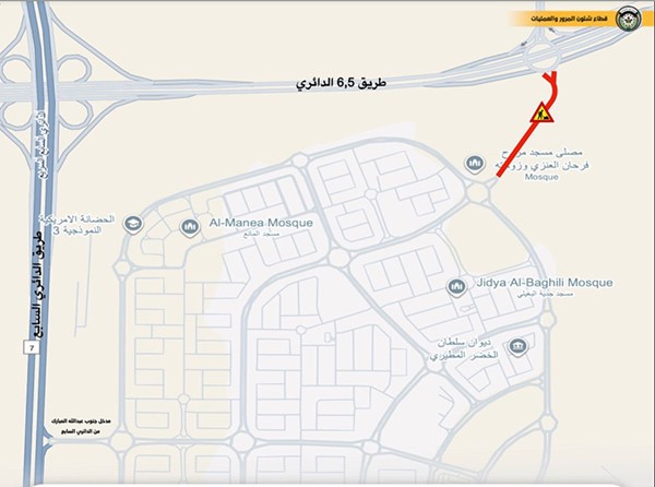 افتتاح كامل للحارة اليسرى على «الخامس» مقابل الجابرية فجر غد