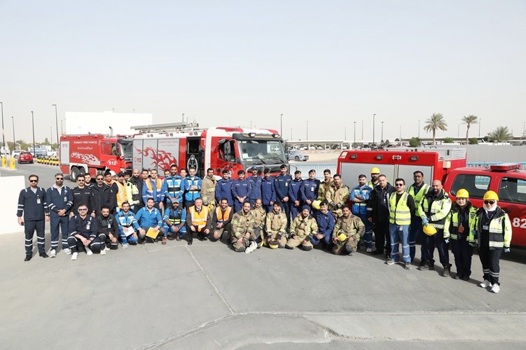 قوة الإطفاء العام نفذت تمريناً عملياً في مستشفى نفط الكويت الجديد