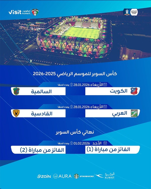 الأول من فبراير المقبل موعداً لنهائي كأس السوبر