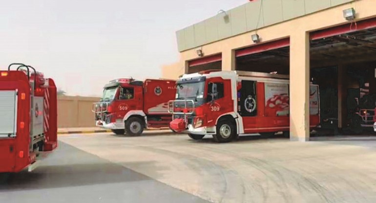سيارات الإطفاء خلال التمرين