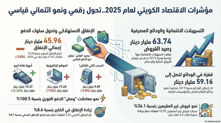 45.9 مليار دينار أنفقها المواطنون والمقيمون خلال 2025