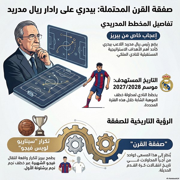 بيريز يحلم بضم نجم برشلونة بيدري إلى ريال مدريد على خطى لويس فيغو