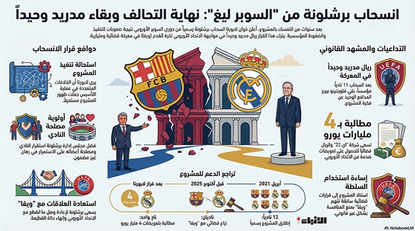 برشلونة يعلن انسحابه من مشروع السوبر ليغ الأوروبي لكرة القدم