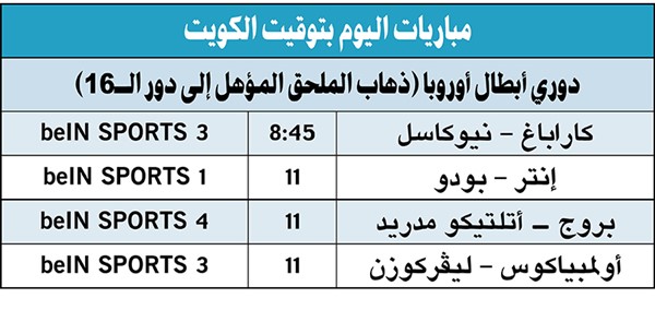 إنتر لتفادي «التعقيدات» أمام بودو.. وكاراباغ يستضيف نيوكاسل