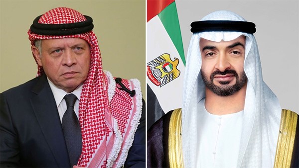 رئيس الإمارات وملك الأردن يشددان على ضرورة تغليب الحوار والحلول الديبلوماسية لمعالجة مختلف قضايا المنطقة