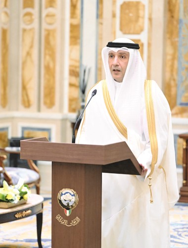 عبدالله أحمد السالم خلال أداء اليمين قنصلا عاما للكويت لدى الصين في مدينة كوانزو