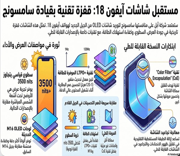 «آبل» تلجأ لمنافستها التاريخية «سامسونج».. لتصنيع شاشات «آيفون 18»