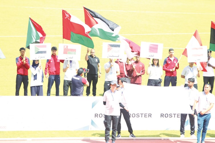جانب من حفل افتتاح البطولة العربية لألعاب القوى للشباب والشابات في تونس