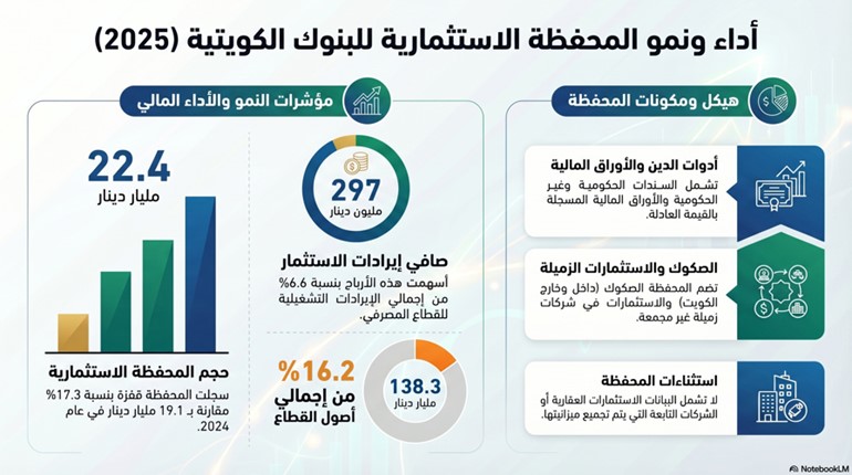 22.4 مليار دينار محفظة البنوك الاستثمارية في الأوراق المالية خلال 2025 بنمو 17٫3%