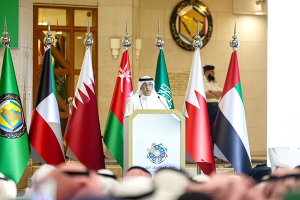 الأمين العام لمجلس التعاون لدول الخليج العربية جاسم البديوي خلال كلمة له في ملتقى المكتسبات الخليجية