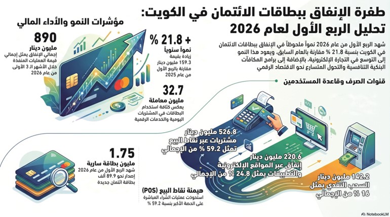 890 مليون دينار إنفاق الكويتيين والوافدين بالدَّين عبر بطاقات الائتمان