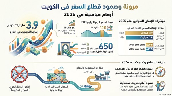 3.9 مليارات دينار إنفاق الكويتيين على السفر بالخارج خلال 2025