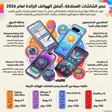 أفضل 4 هواتف بشاشات كبيرة في 2026