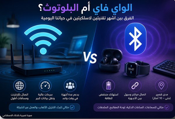 الواي فاي أم البلوتوث؟ الفرق بين أشهر تقنيتين لاسلكيتين في حياتنا اليومية