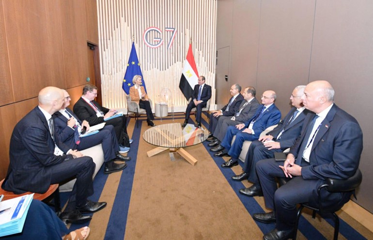 الرئيس عبدالفتاح السيسي خلال لقائه رئيسة المفوضية الأوروبية أورسولا فون دير لاين
