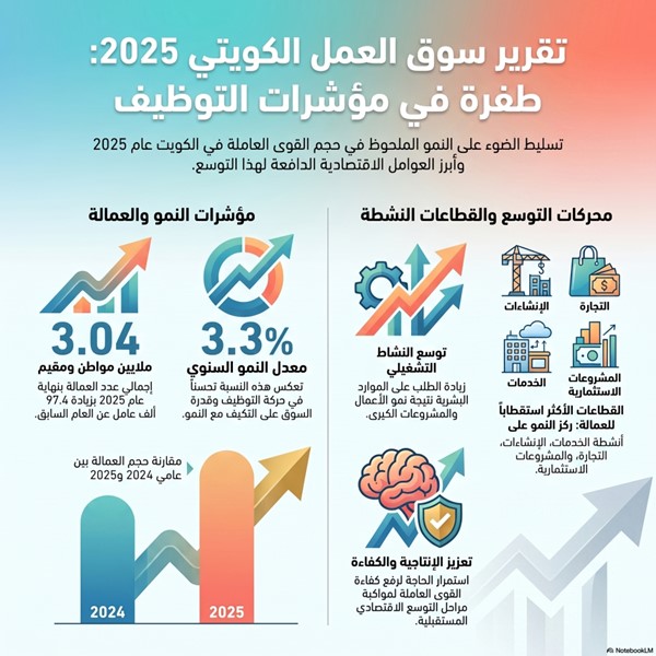 3.04 ملايين مواطن ومقيم يعملون في الكويت بنهاية 2025