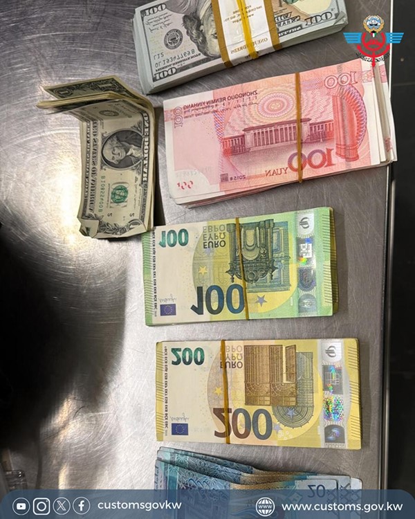 «الجمارك»: ضبط ساعات واكسسوارات مقلّدة ومبلغ مالي في أمتعة مسافر قادم من الصين