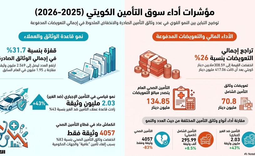 308 59 ملايين دينار تعويضات دفعتها شركات التأمين بالكويت